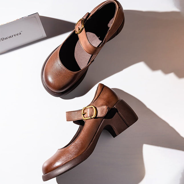 Amelia | Women's Mary Jane Heel Shoes – Round Toe