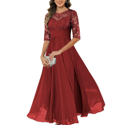 Anastasia | Lace Bodice A-Line Maxi Dress