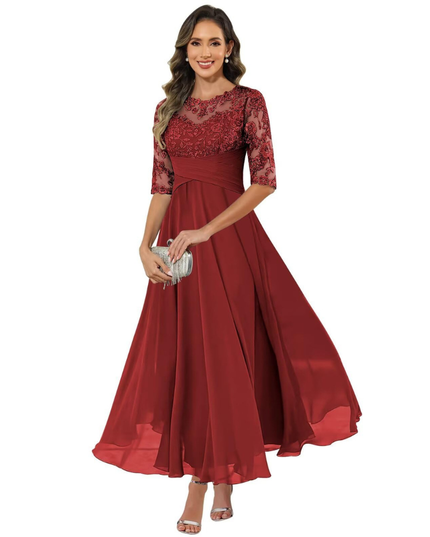 Anastasia | Lace Bodice A-Line Maxi Dress