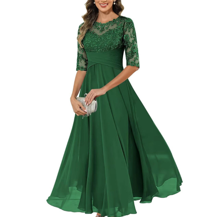 Anastasia | Lace Bodice A-Line Maxi Dress