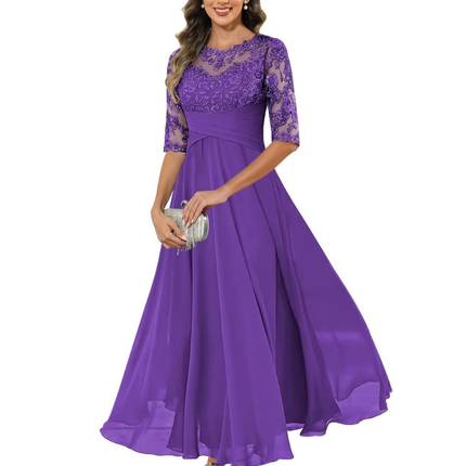 Anastasia | Lace Bodice A-Line Maxi Dress