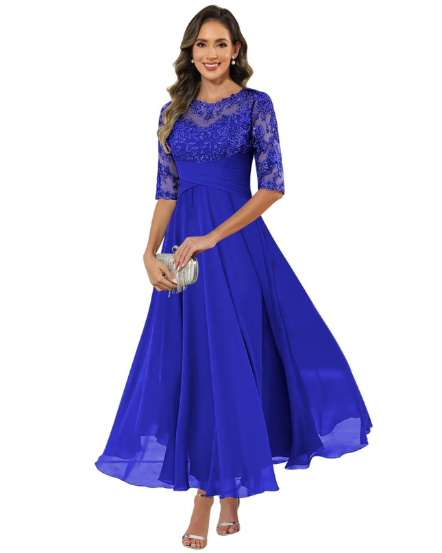 Anastasia | Lace Bodice A-Line Maxi Dress