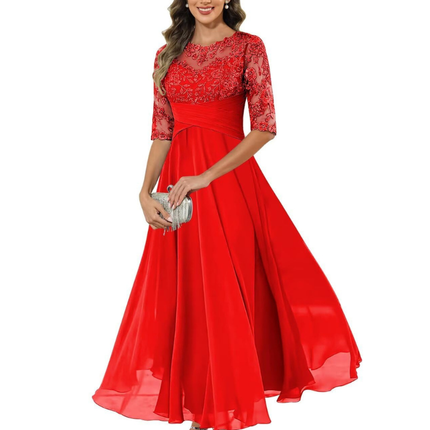 Anastasia | Lace Bodice A-Line Maxi Dress