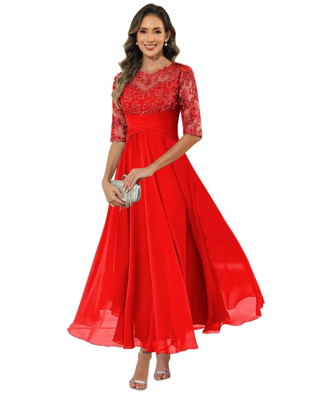 Anastasia | Lace Bodice A-Line Maxi Dress
