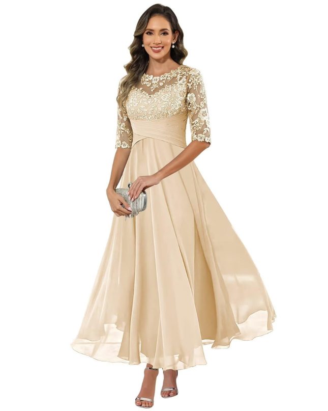 Anastasia | Lace Bodice A-Line Maxi Dress
