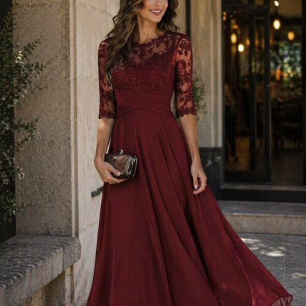 Anastasia | Lace Bodice A-Line Maxi Dress