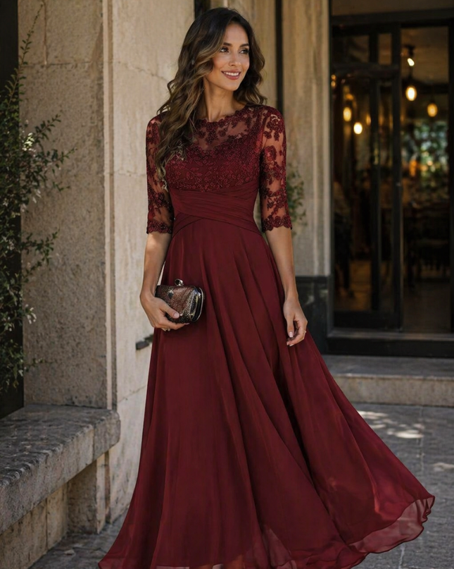 Anastasia | Lace Bodice A-Line Maxi Dress