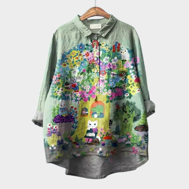 Anouk | Artistic Women's Shirt – Relaxed Floral Print Style