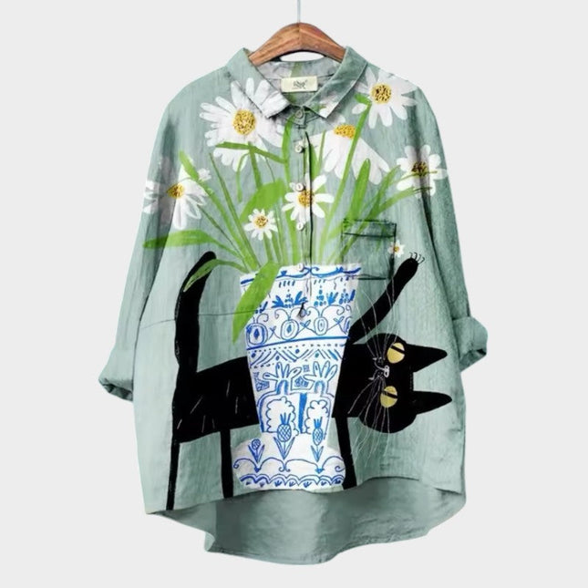 Anouk | Artistic Women's Shirt – Relaxed Floral Print Style