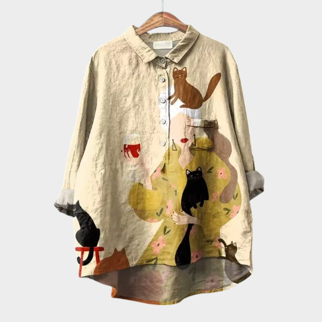 Anouk | Artistic Women's Shirt – Relaxed Floral Print Style