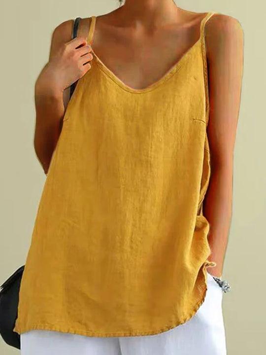 Anouk | Relaxed Cami Top – Linen-Blend V-Neck
