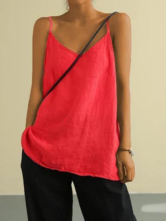 Anouk | Relaxed Cami Top – Linen-Blend V-Neck