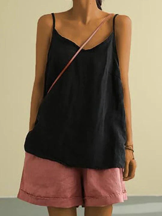 Anouk | Relaxed Cami Top – Linen-Blend V-Neck