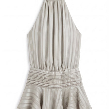 Aria | Elegant Mini Dress – High Neck Pleated Silhouette