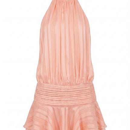 Aria | Elegant Mini Dress – High Neck Pleated Silhouette