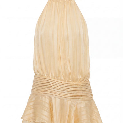 Aria | Elegant Mini Dress – High Neck Pleated Silhouette