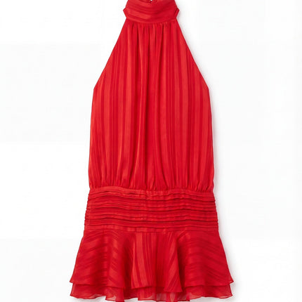 Aria | Elegant Mini Dress – High Neck Pleated Silhouette