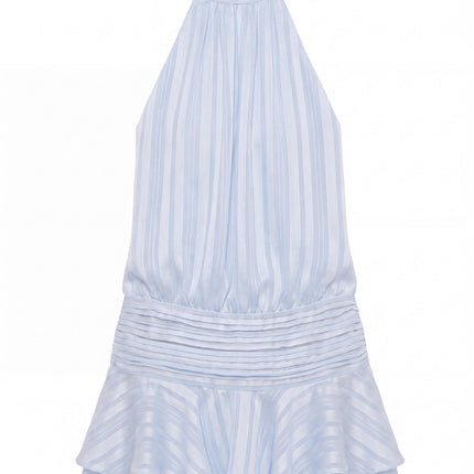 Aria | Elegant Mini Dress – High Neck Pleated Silhouette