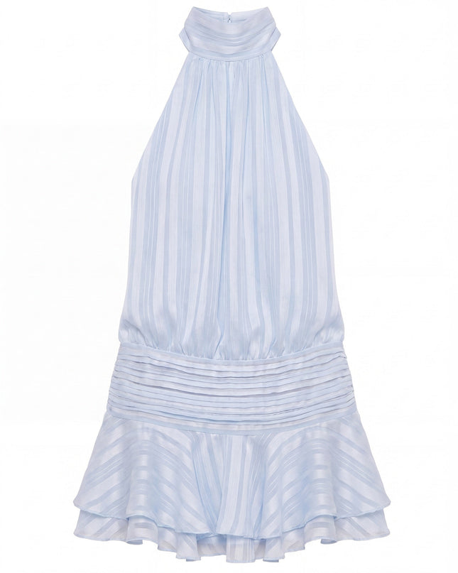Aria | Elegant Mini Dress – High Neck Pleated Silhouette