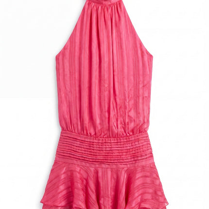 Aria | Elegant Mini Dress – High Neck Pleated Silhouette