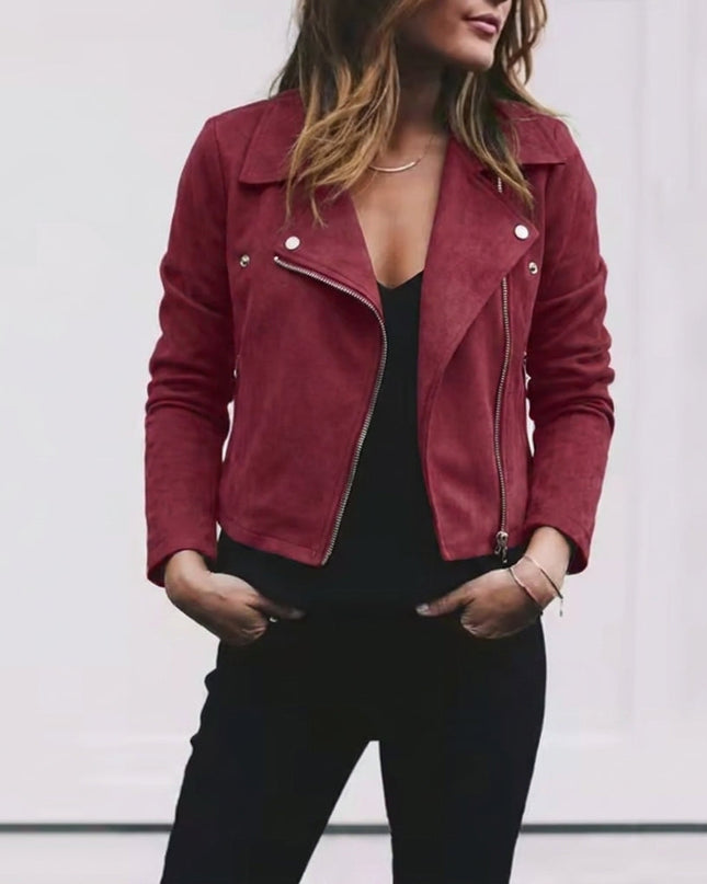 Audrey | Cropped Zip-Front Moto Jacket