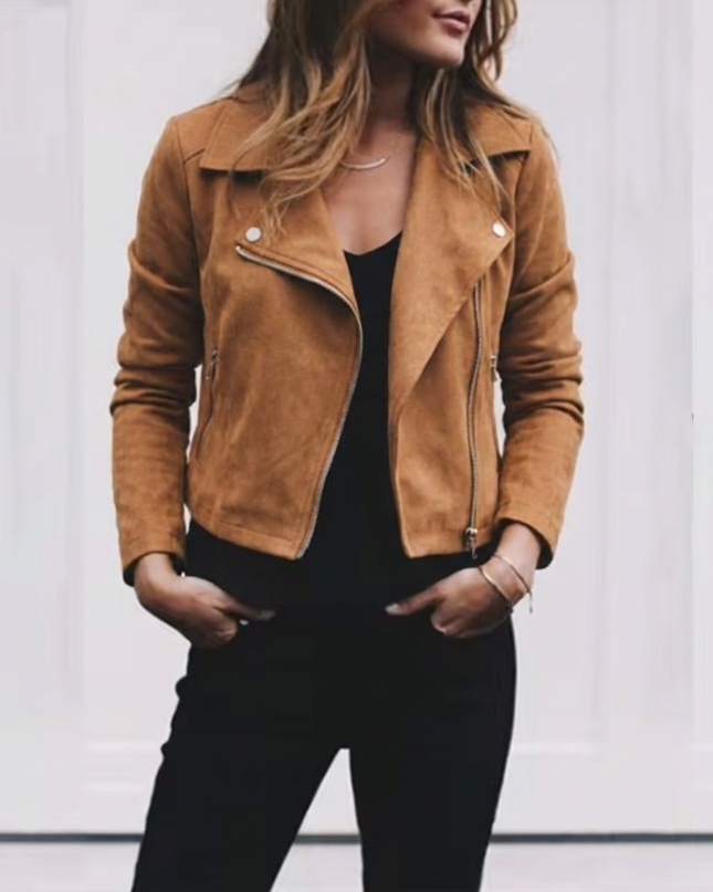 Audrey | Cropped Zip-Front Moto Jacket