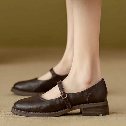 Audrey | Women's Leather Mary Jane Flats – Adjustable Strap