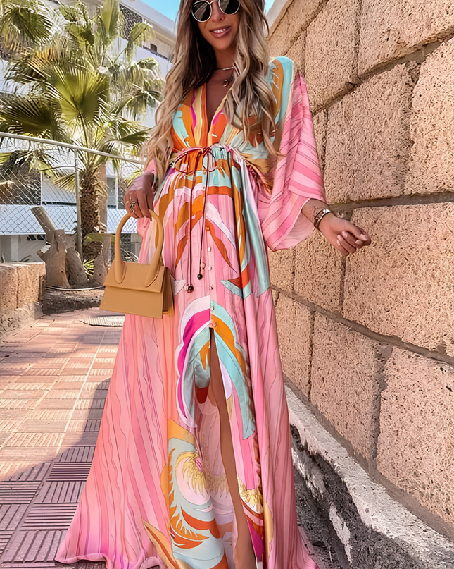Aurelia | Flowing Maxi Dress – V-Neck Kimono Sleeve Style