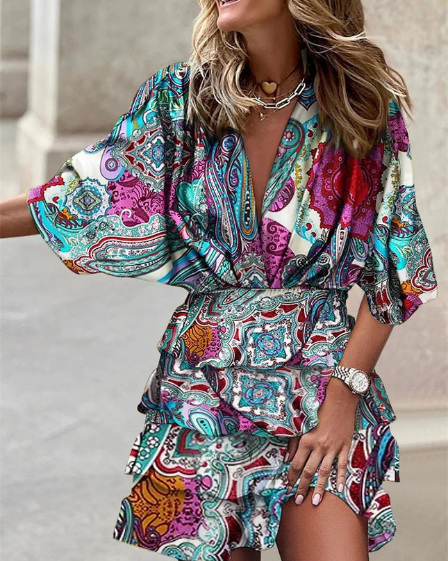 Avelisse | Elegant Mini Dress – Ruffle V-Neck Wrap Style