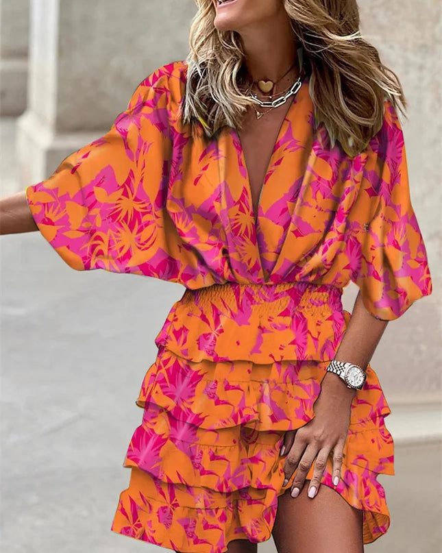 Avelisse | Elegant Mini Dress – Ruffle V-Neck Wrap Style