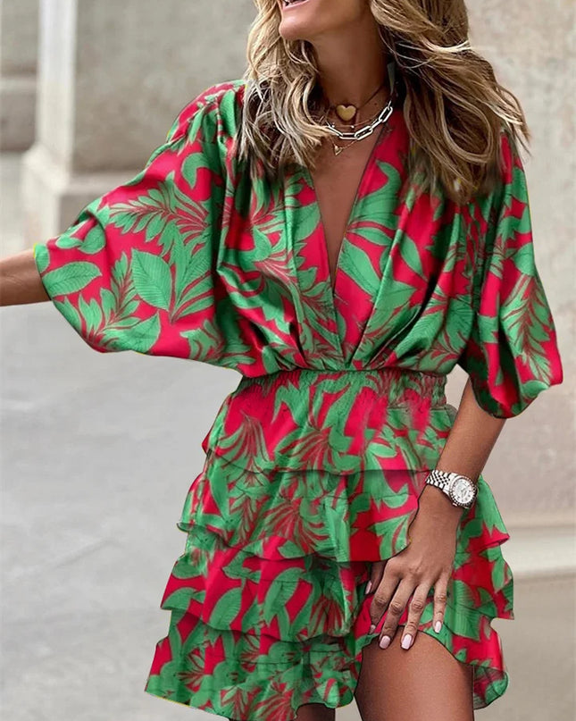 Avelisse | Elegant Mini Dress – Ruffle V-Neck Wrap Style