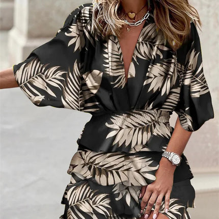 Avelisse | Elegant Mini Dress – Ruffle V-Neck Wrap Style