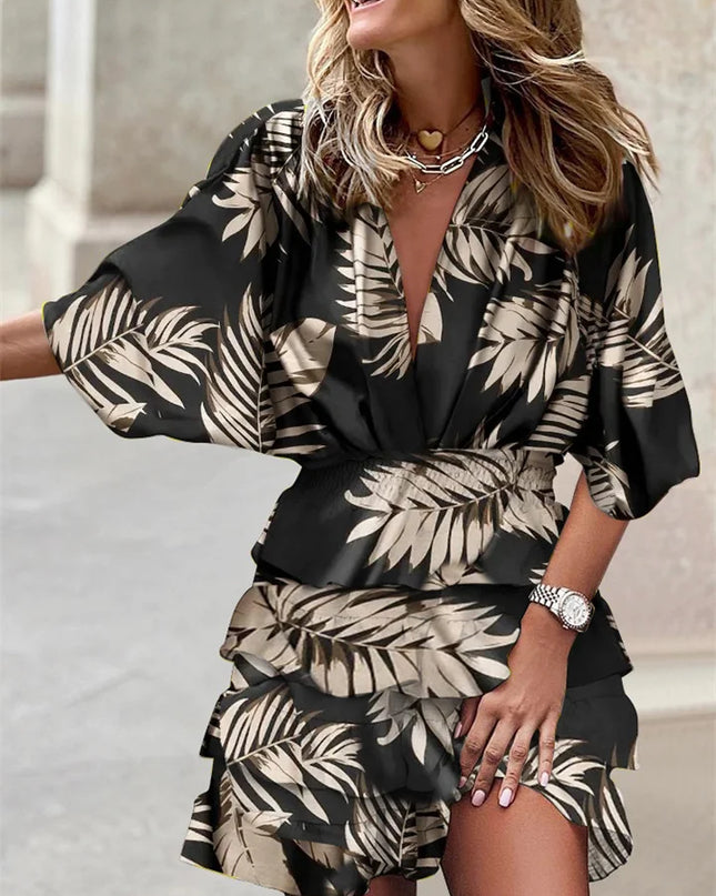 Avelisse | Elegant Mini Dress – Ruffle V-Neck Wrap Style