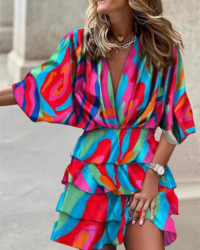 Avelisse | Elegant Mini Dress – Ruffle V-Neck Wrap Style