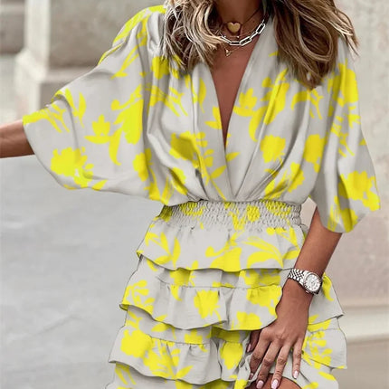 Avelisse | Elegant Mini Dress – Ruffle V-Neck Wrap Style