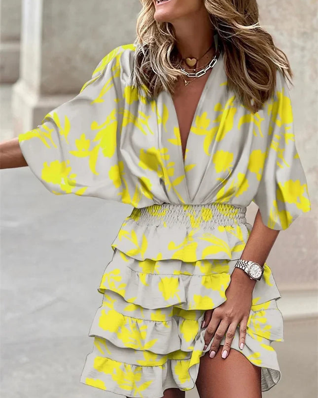 Avelisse | Elegant Mini Dress – Ruffle V-Neck Wrap Style