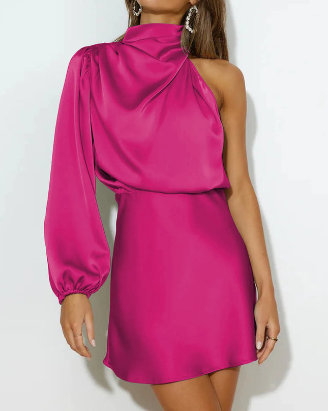 Avielle | Satin Cocktail Dress – One-Shoulder Elegant Mini Style