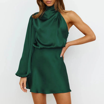 Avielle | Satin Cocktail Dress – One-Shoulder Elegant Mini Style