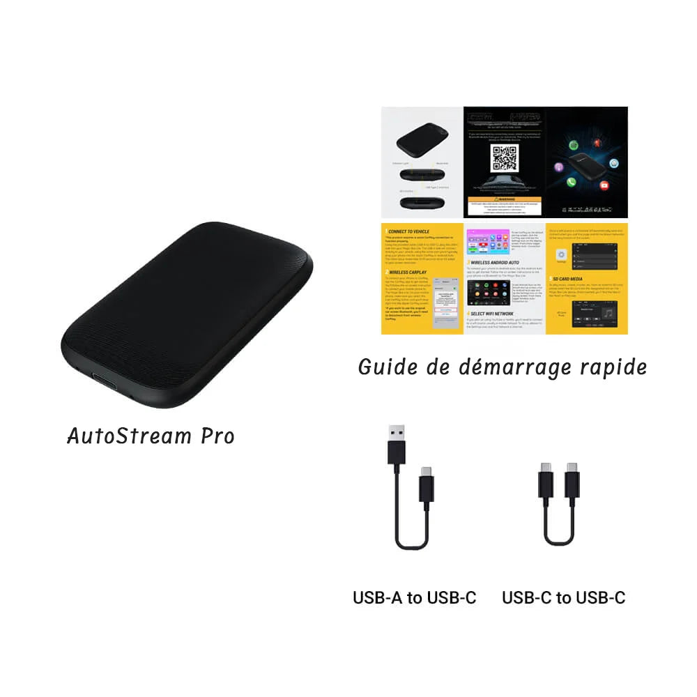 AutoStream Pro – Adaptateur CarPlay & Android Auto Sans Fil