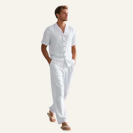 Callum | Relaxed Linen Pyjama Set – Short Sleeve
