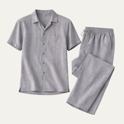Callum | Relaxed Linen Pyjama Set – Short Sleeve