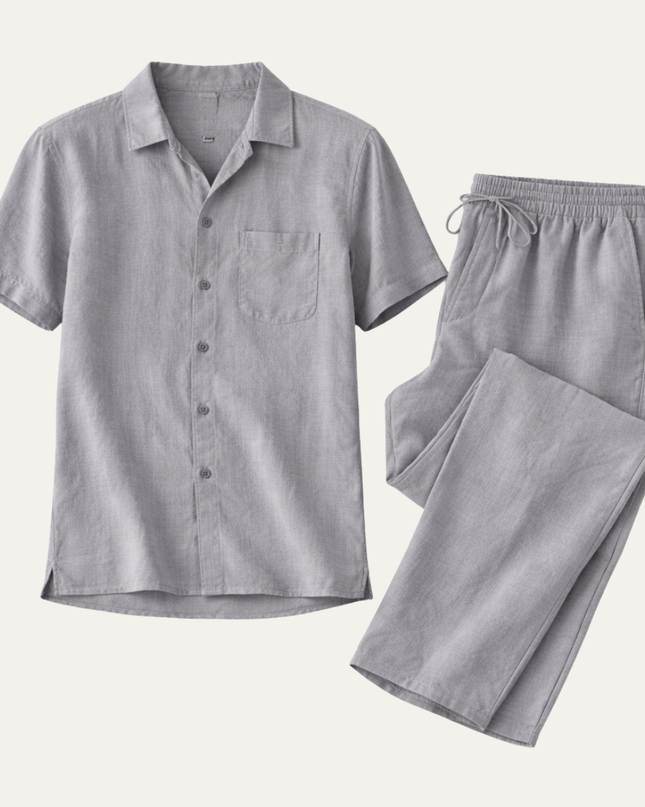 Callum | Relaxed Linen Pyjama Set – Short Sleeve