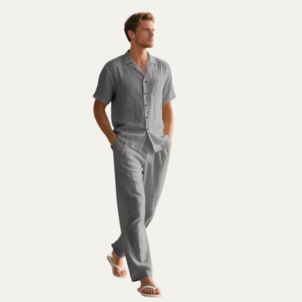Callum | Relaxed Linen Pyjama Set – Short Sleeve