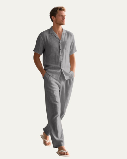 Callum | Relaxed Linen Pyjama Set – Short Sleeve