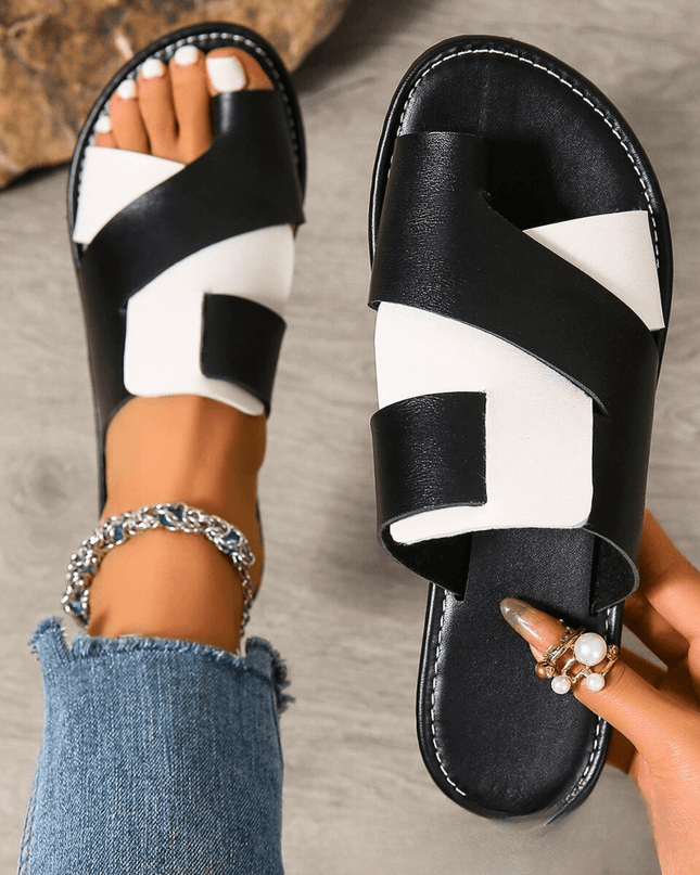Camille | Modern Slide Sandals – Cross Strap Style