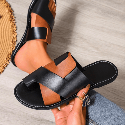 Camille | Modern Slide Sandals – Cross Strap Style