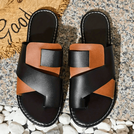Camille | Modern Slide Sandals – Cross Strap Style