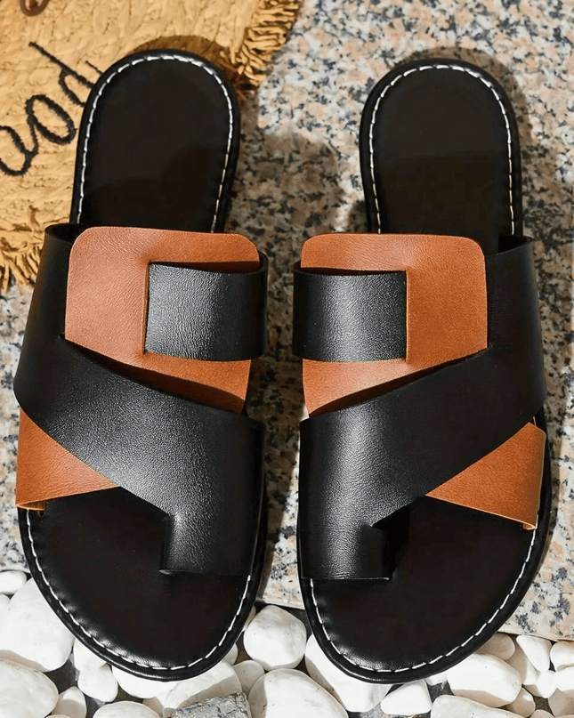 Camille | Modern Slide Sandals – Cross Strap Style