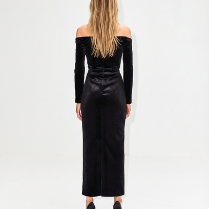 Campbell | Maxi Dress with Off-Shoulder Lace Neckline