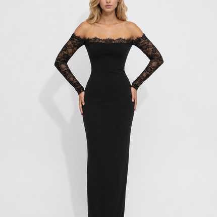 Campbell | Maxi Dress with Off-Shoulder Lace Neckline